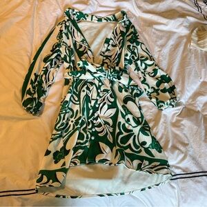 Green and white floral dress